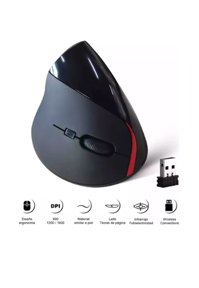 Foto 5 pulgar | Mouse Vertical Inalámbrico Xtellar  Recargable Negro