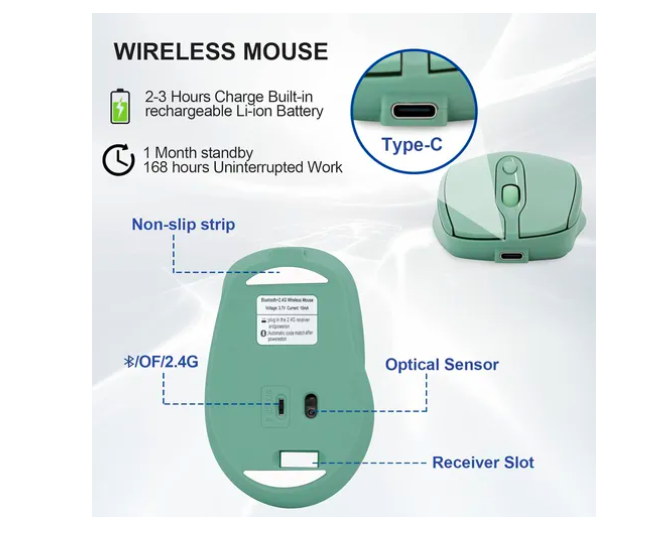 Foto 5 pulgar | Ratón Inalámbrico Xtellar Recargable Con Bluetooth Para Ordenador