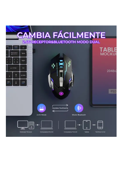 Foto 3 pulgar | Mouse Gamer Xtellar  Inalámbrico Recargable