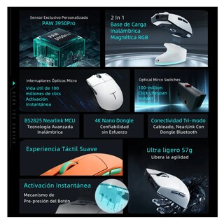 Foto 4 | Mouse Inalámbrico Recargable Gamer Dpi30000 Belug Blanco