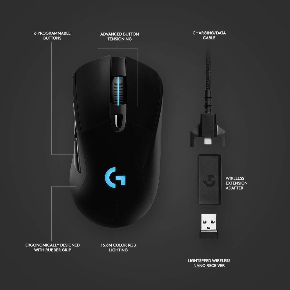 Foto 2 | Ratón Para Juegos Logitech G703 Hero Con Sensor Inalámbrico 16k Negro - Venta Internacional.