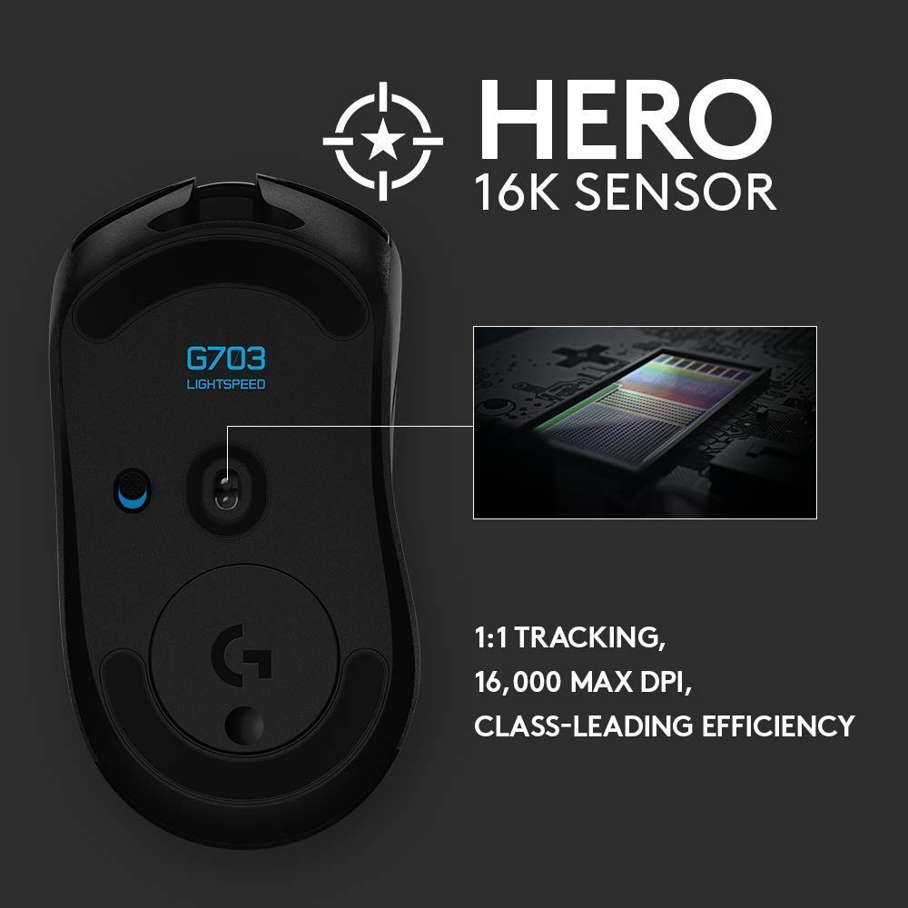 Foto 4 | Ratón Para Juegos Logitech G703 Hero Con Sensor Inalámbrico 16k Negro - Venta Internacional.