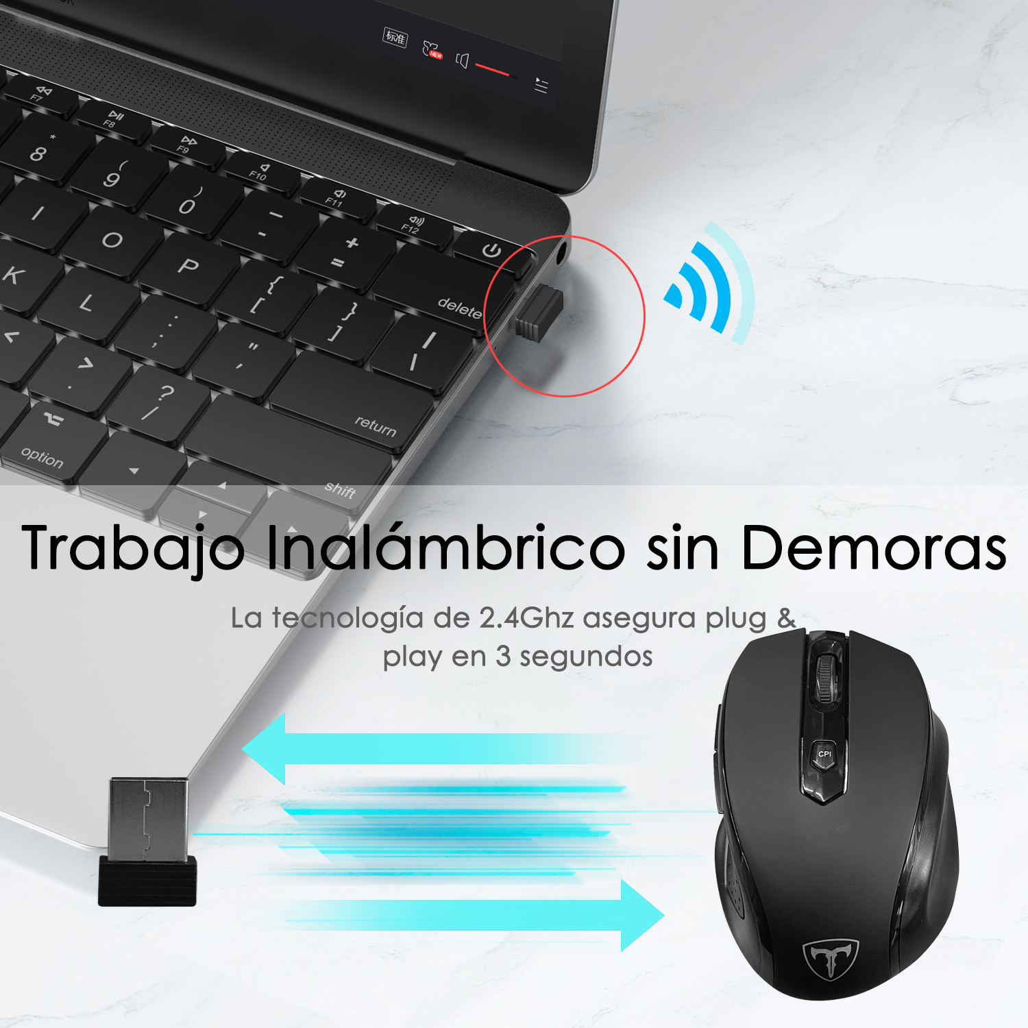 Foto 5 pulgar | Mouse Inalámbrico con Receptor USB Sangkee E10006 color Negro