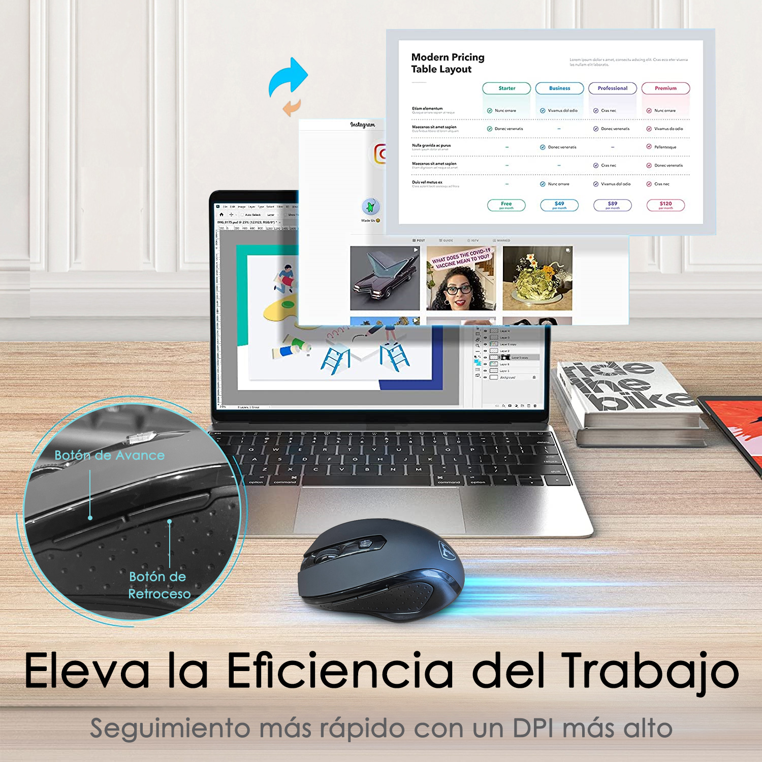 Foto 5 | Mouse Inalámbrico con Receptor USB Sangkee E10006 color Negro