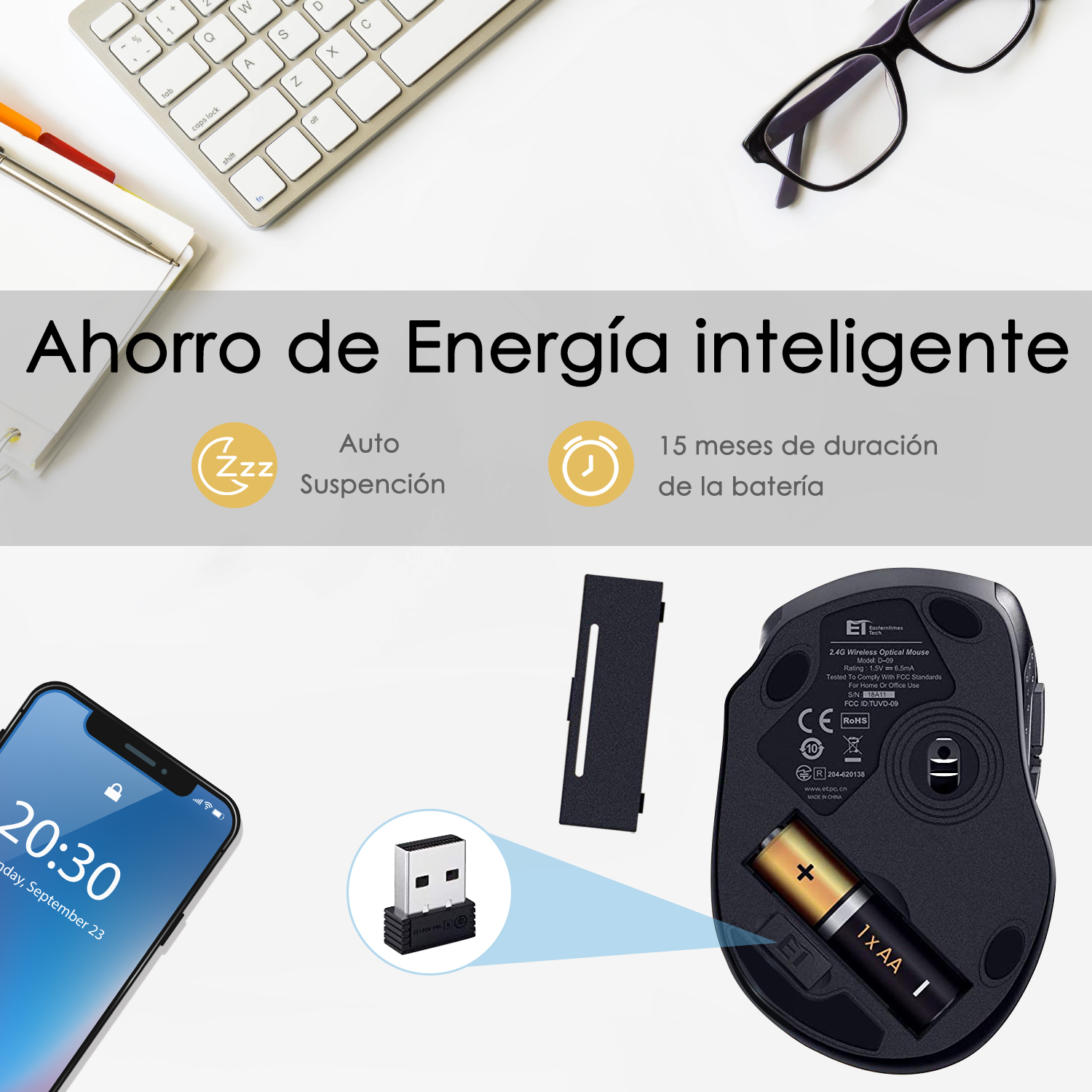 Foto 7 pulgar | Mouse Inalámbrico con Receptor USB Sangkee E10006 color Negro
