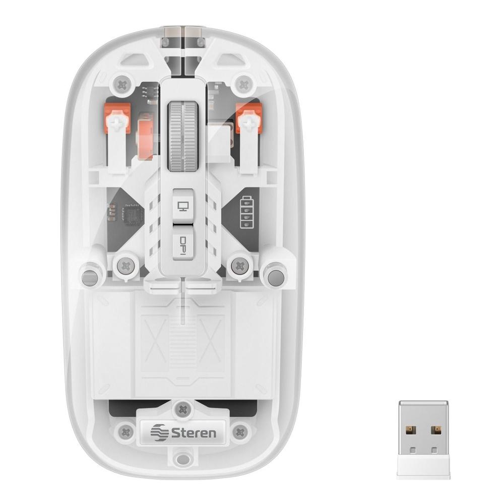 Mouse Bluetooth/ Rf, Multiequipo Con Baterí­a Recargable 800 / 1200 / 1600 Dpi, Transparente Color B