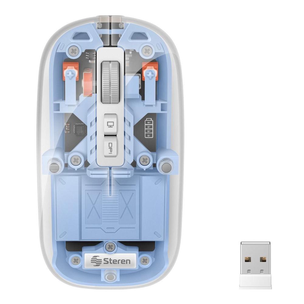 Foto 2 pulgar | Mouse Bluetooth/ Rf, Multiequipo Con Batería Recargable 800 / 1200 / 1600 Dpi, Transparente Color Az
