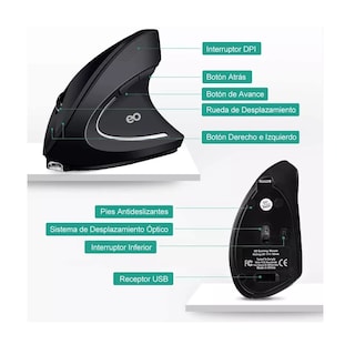 Foto 2 | Mouse Vertical Inalámbrico Ergonómico, Recargable Eo Safe Imports Esi-8161-1 Negro