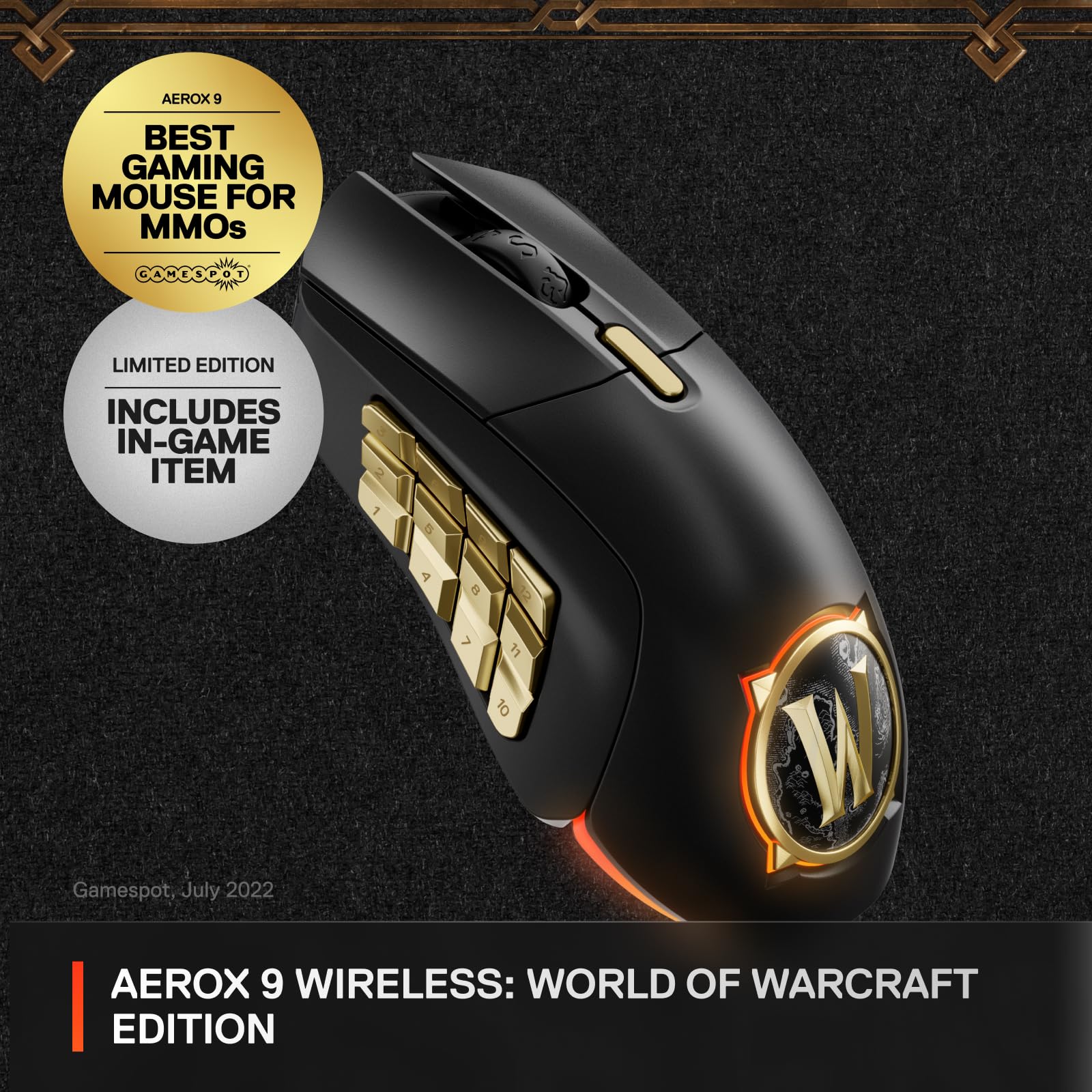 Foto 3 pulgar | Mouse Steelseries Aerox 9 Wireless Wow Edition - Venta Internacional