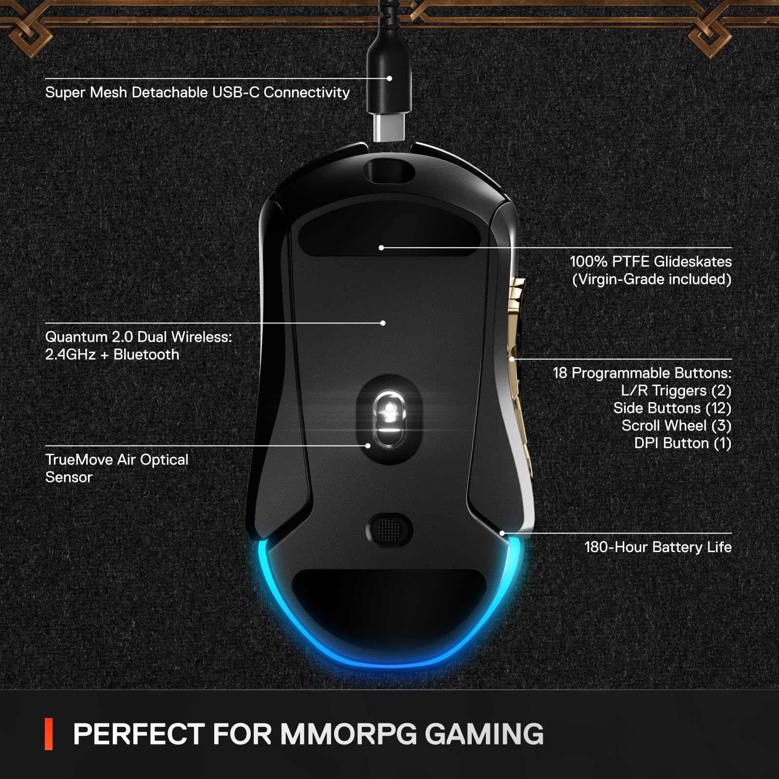 Foto 4 pulgar | Mouse Steelseries Aerox 9 Wireless Wow Edition - Venta Internacional