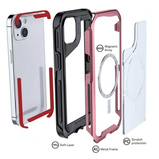 Foto 3 | Funda Ghostek Atomic para iPhone 13 Aluminio Transp color Rosa Magsafe