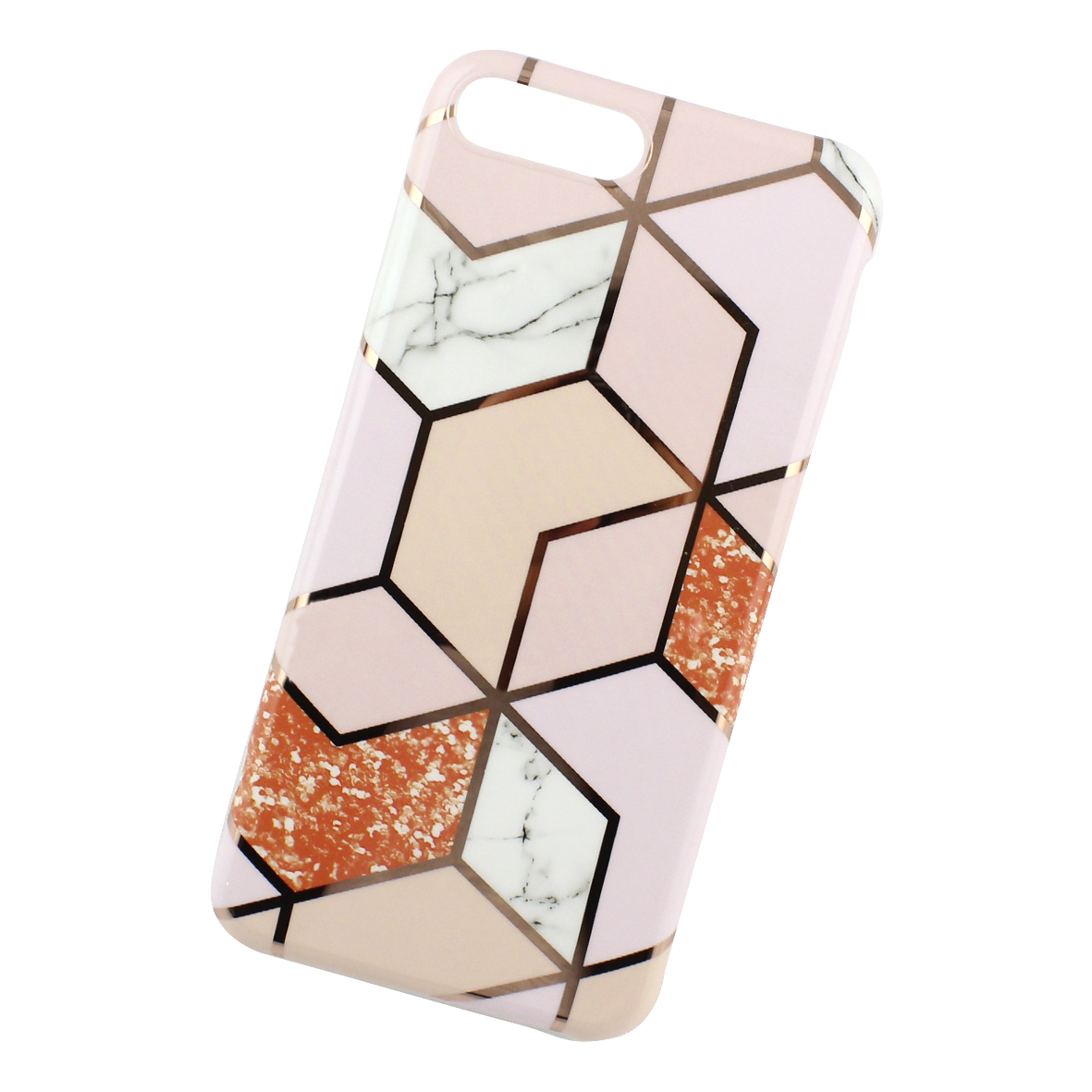 Foto 2 pulgar | Funda Triche para Iphone 7 Plus / Iphone 8 Plus Diseño Mármol Geométrica 2 color Rosa