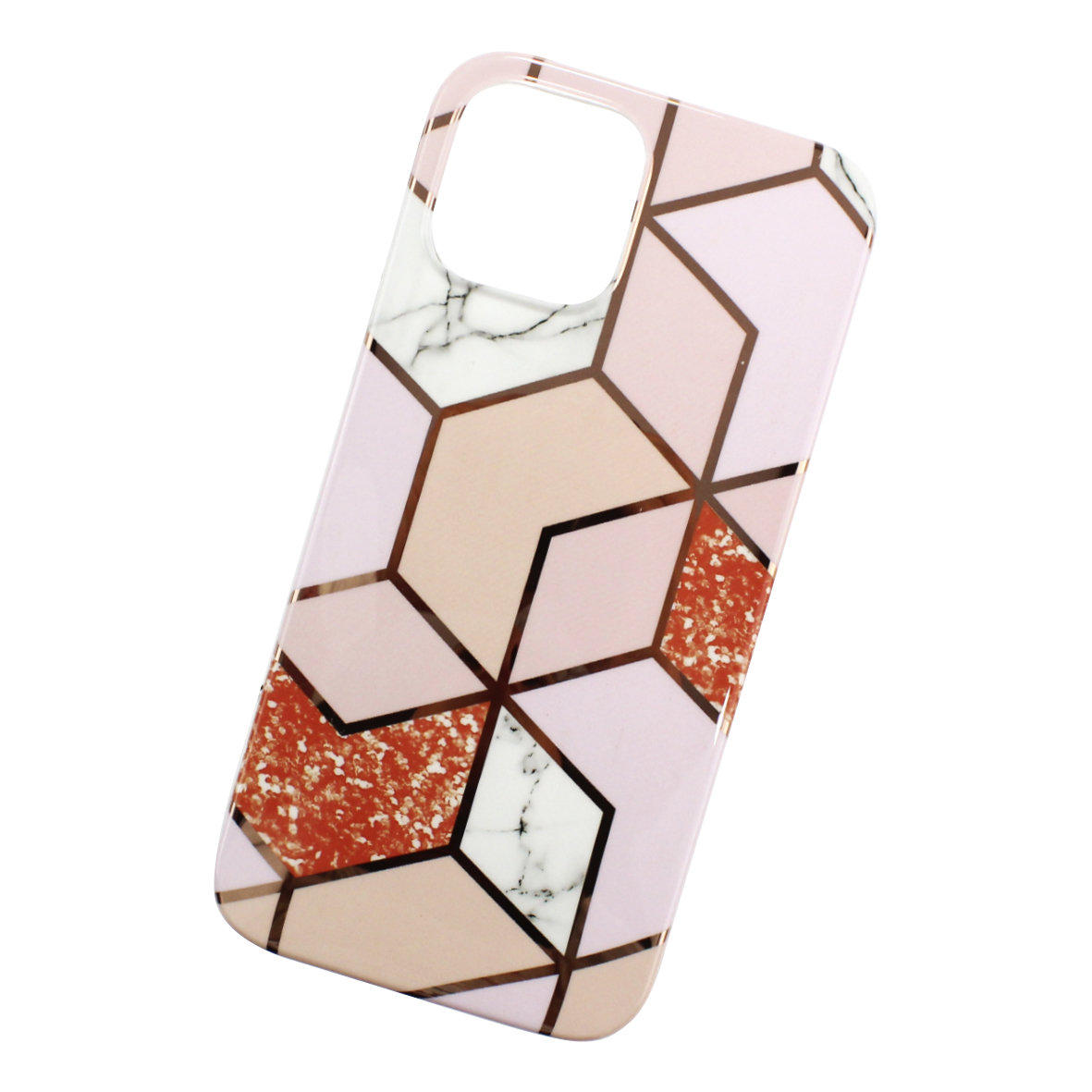 Foto 2 pulgar | Funda Triche para Iphone 12 Pro Max Diseño Mármol Geométrica 2 color Rosa