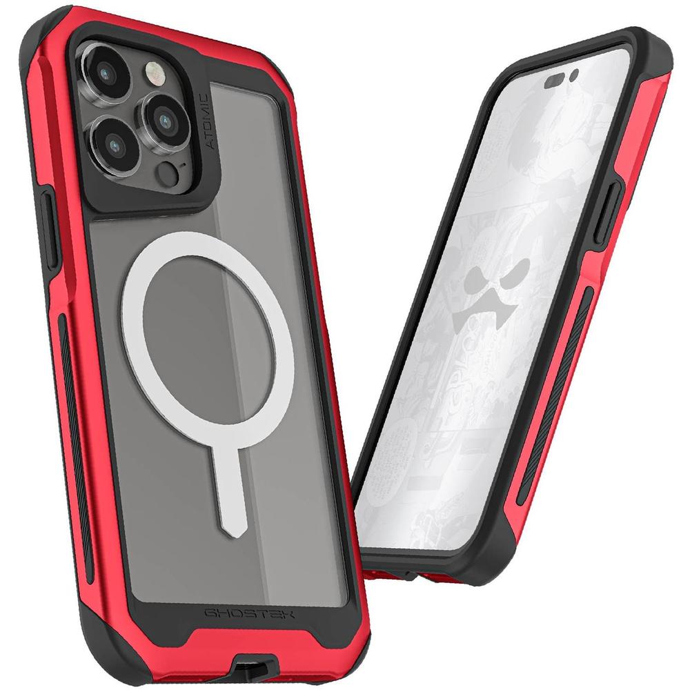 Foto 2 pulgar | Funda Ghostek Atomic Para iPhone 14 Pro Max Aluminio Transparente/ Rojo Magsafe