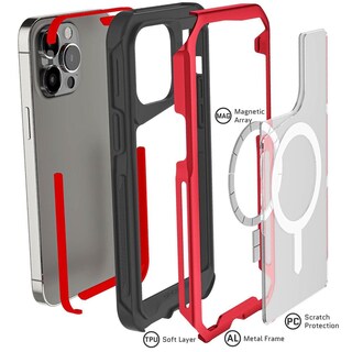 Foto 3 | Funda Ghostek Atomic Para iPhone 14 Pro Aluminio Transparente/ Rojo Magsafe
