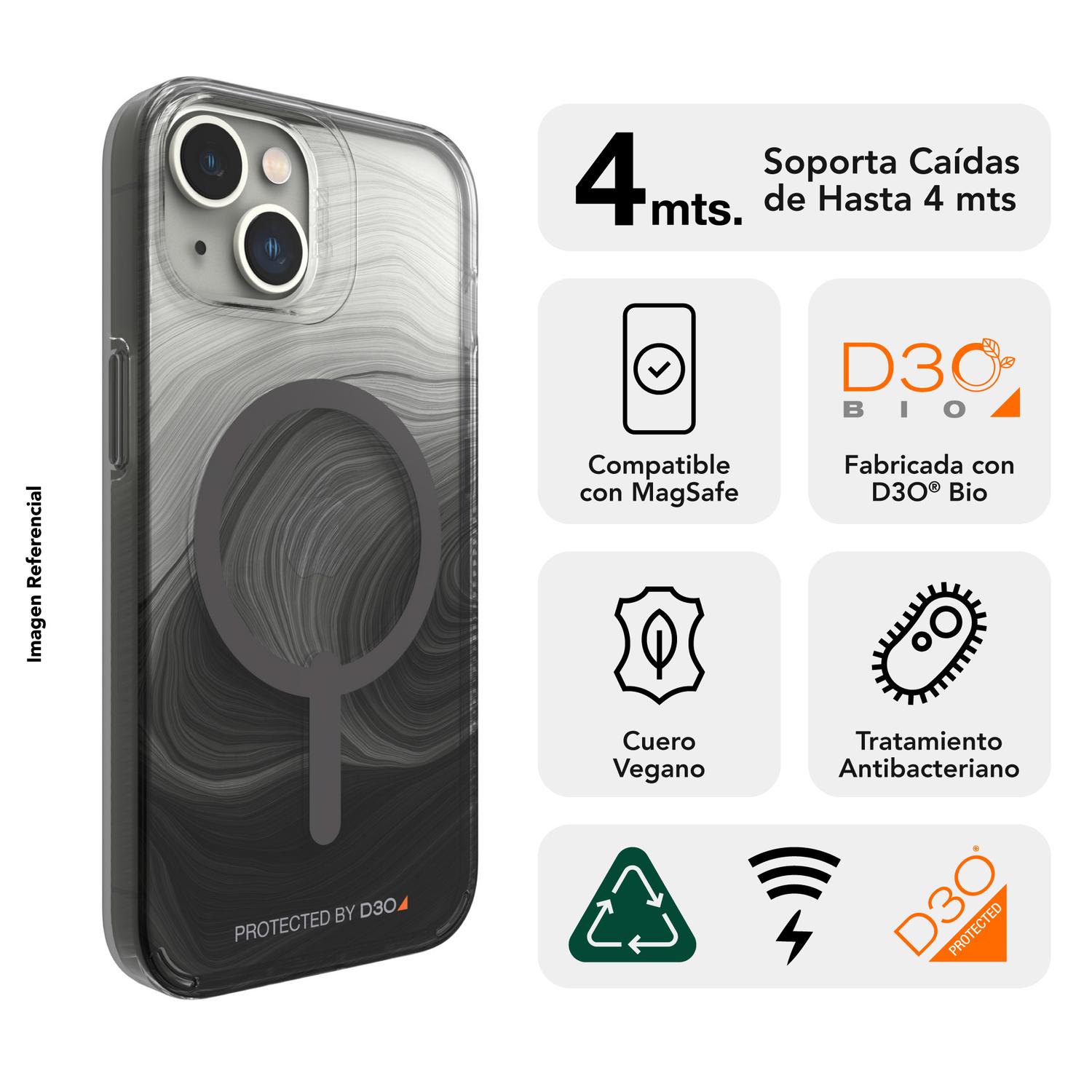 Foto 3 pulgar | Funda Gear4 Milan Snap Para Iphone 14 - Remolino Negro