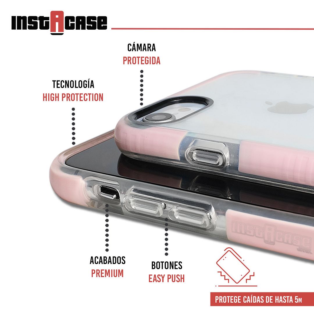 Foto 3 pulgar | Funda InstaCase color Rosa para iPhone 7 a Prueba de Golpes