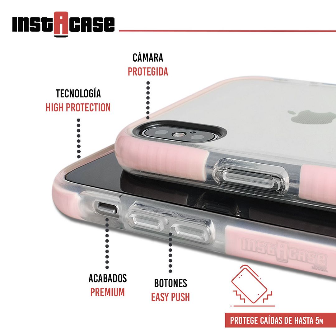 Foto 3 pulgar | Funda InstaCase color Rosa para iPhone X a Prueba de Golpes