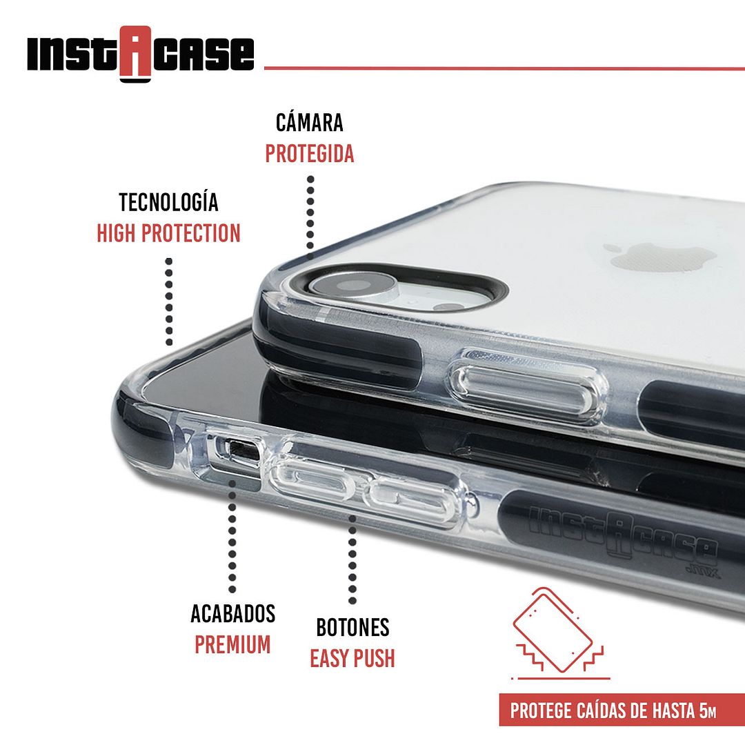 Foto 3 pulgar | Funda Instacase Para Iphone Xr A Prueba De Golpes Negro