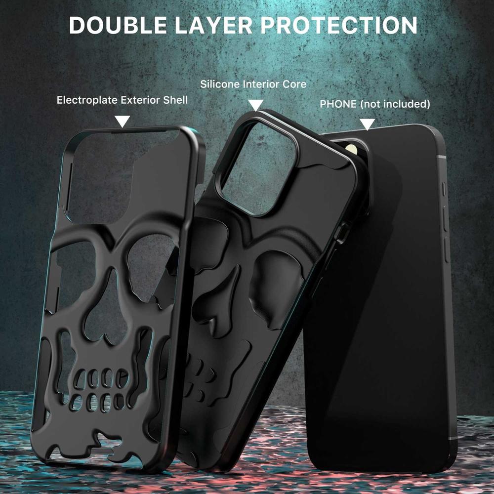 Foto 4 pulgar | Funda Mybat Skullcap para iPhone 14 Pro Negra