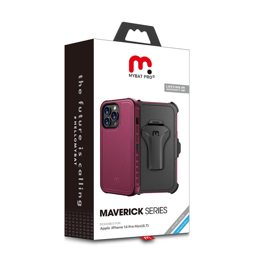 Foto 5 pulgar | Funda Mybat Maverick Clip Para iPhone 14 Pro Max - Ciruelo Con Mica