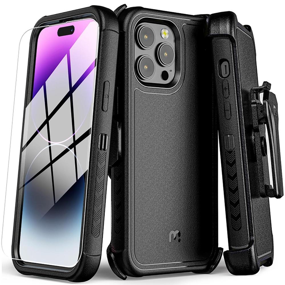Foto 2 pulgar | Funda Mybat Maverick color Negro Clip para iPhone 14 Pro con Mica