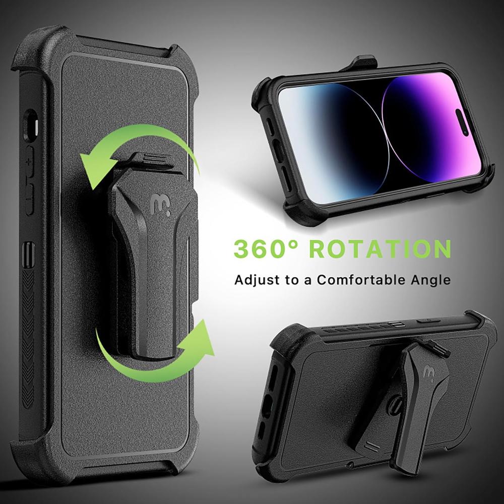 Foto 8 pulgar | Funda Mybat Maverick color Negro Clip para iPhone 14 Pro con Mica