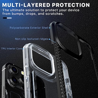 Foto 4 | Funda Mybat Lux color Negro para iPhone 14 Pro Max con Mica de Cristal