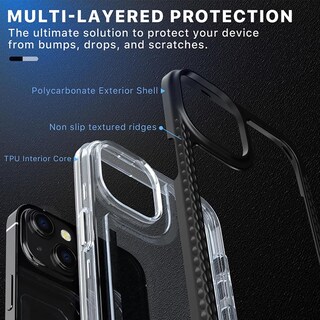 Foto 3 | Funda Mybat Lux para IPhone 14 Plus Negra con Mica de Cristal
