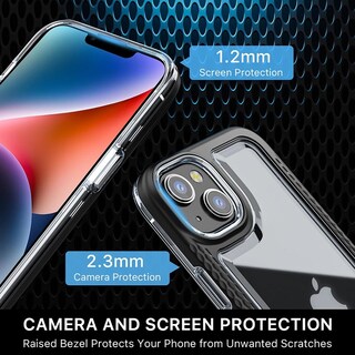 Foto 4 | Funda Mybat Lux para IPhone 14 Plus Negra con Mica de Cristal