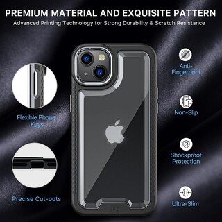 Foto 6 | Funda Mybat Lux para IPhone 14 Plus Negra con Mica de Cristal