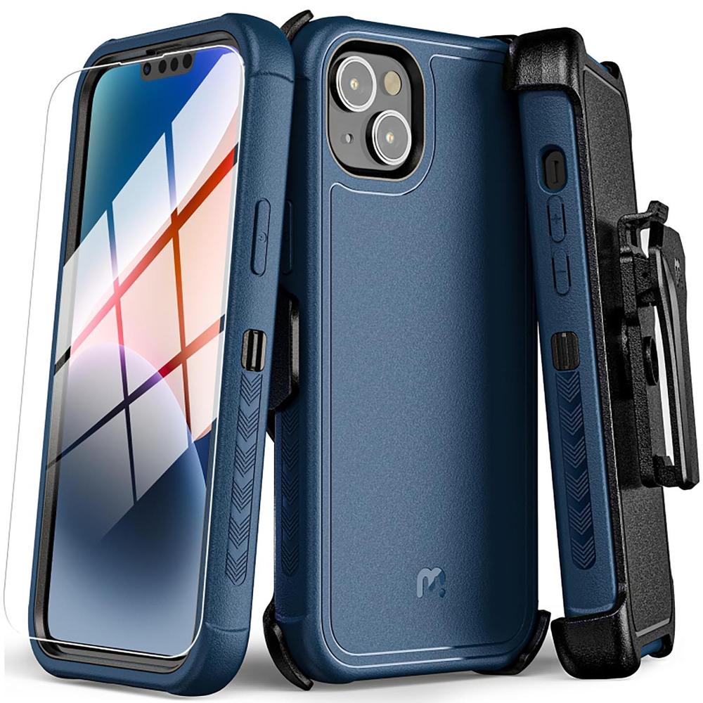 Funda Mybat Maverick Clip para iPhone 14 Azul con Mica