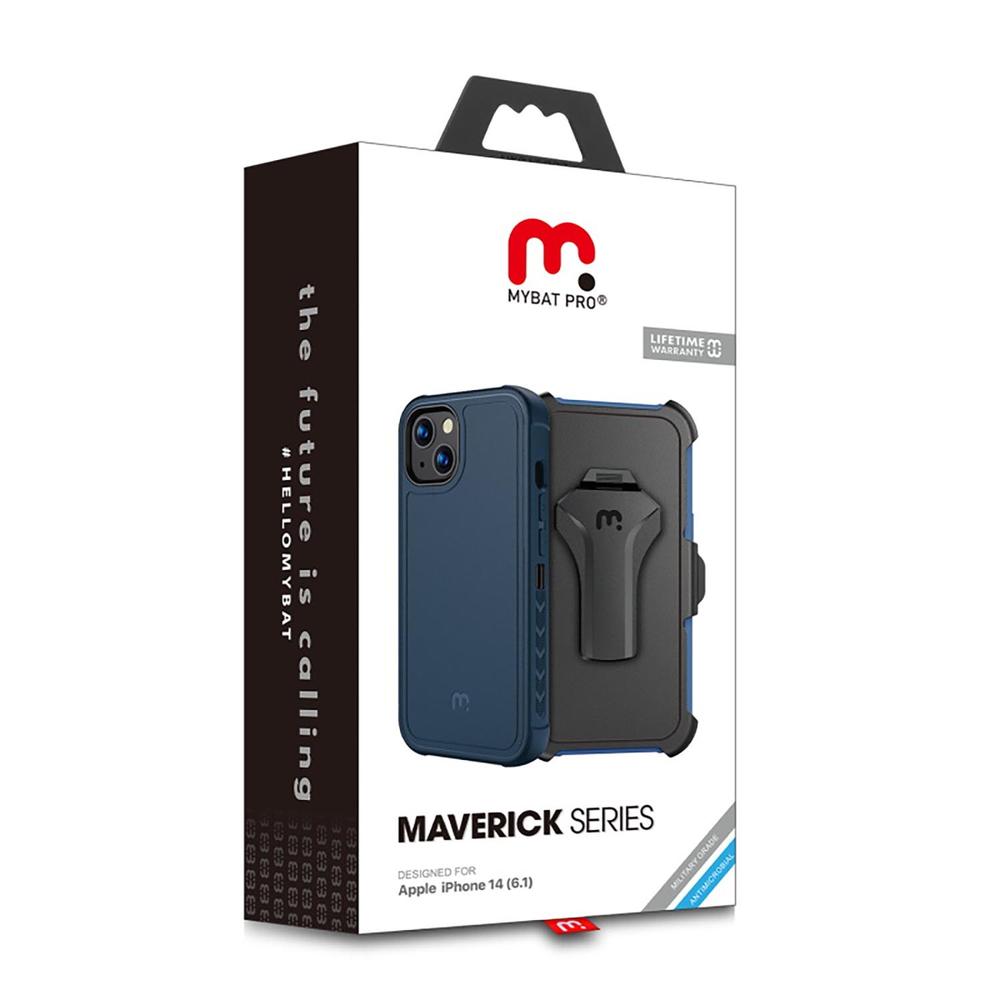 Foto 4 pulgar | Funda Mybat Maverick Clip para iPhone 14 Azul con Mica