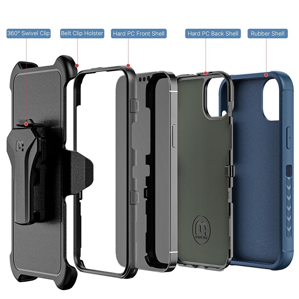 Foto 5 pulgar | Funda Mybat Maverick Clip para iPhone 14 Azul con Mica