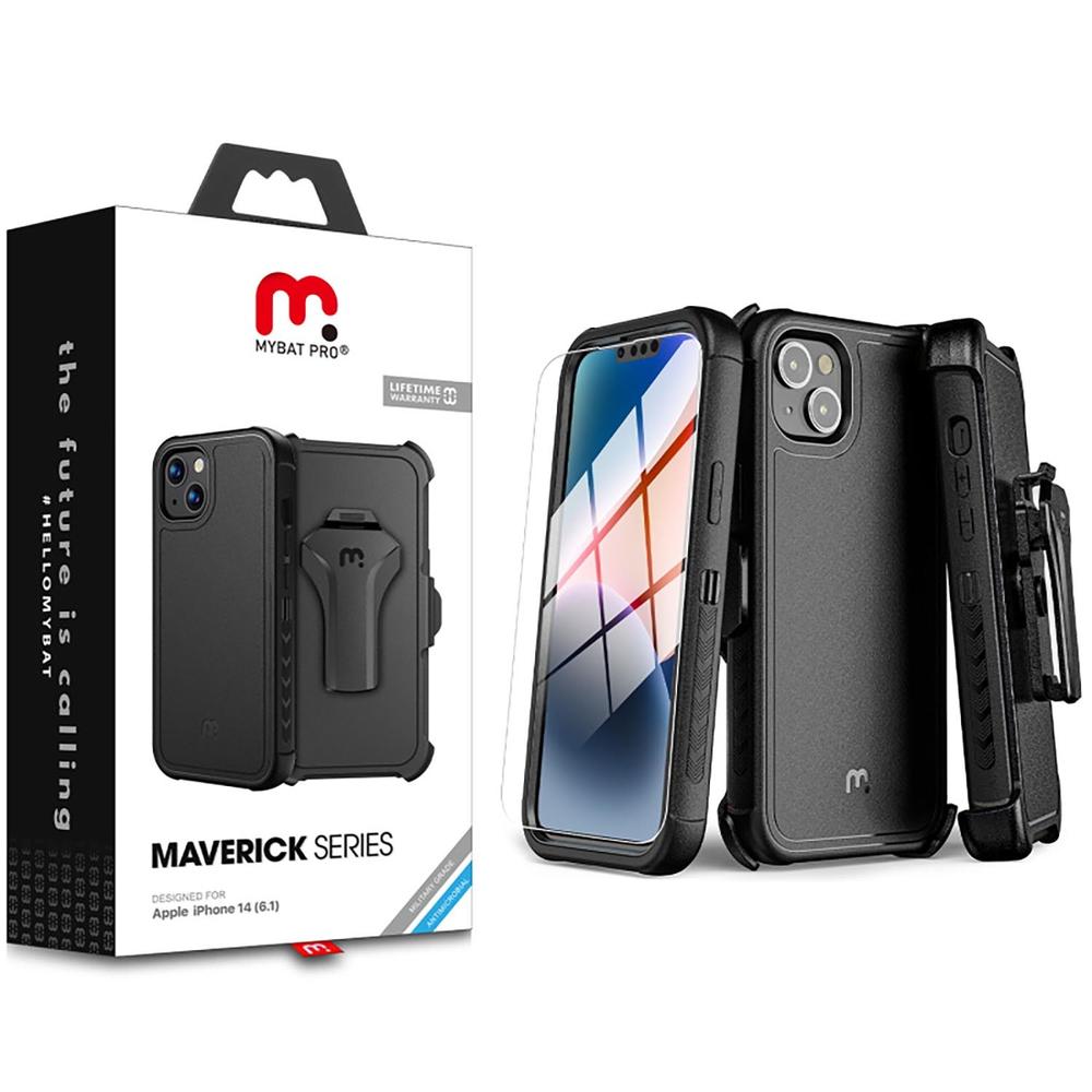 Foto 3 pulgar | Funda Mybat Maverick Clip para iPhone 14 color Negro con Mica