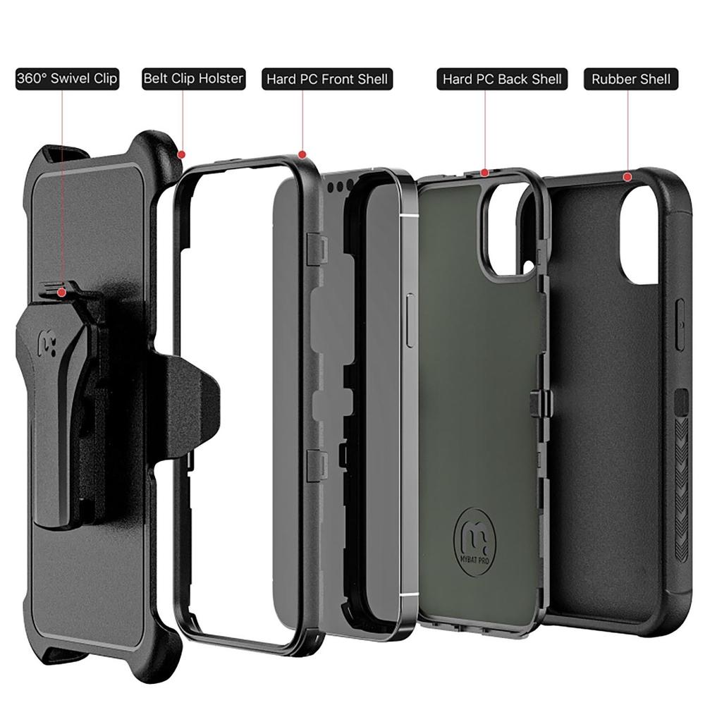 Foto 5 pulgar | Funda Mybat Maverick Clip para iPhone 14 color Negro con Mica