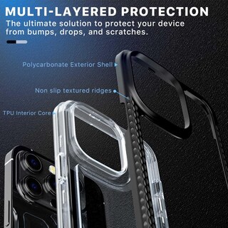 Foto 3 | Funda Mybat Lux para iPhone Pro color Negro con Mica de Cristal