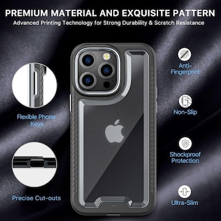 Foto 6 | Funda Mybat Lux para iPhone Pro color Negro con Mica de Cristal