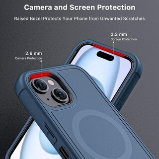 Foto 6 | Funda + Mica Protectora Mybat Maverick Magsafe Clip para Iphone 15 Azul