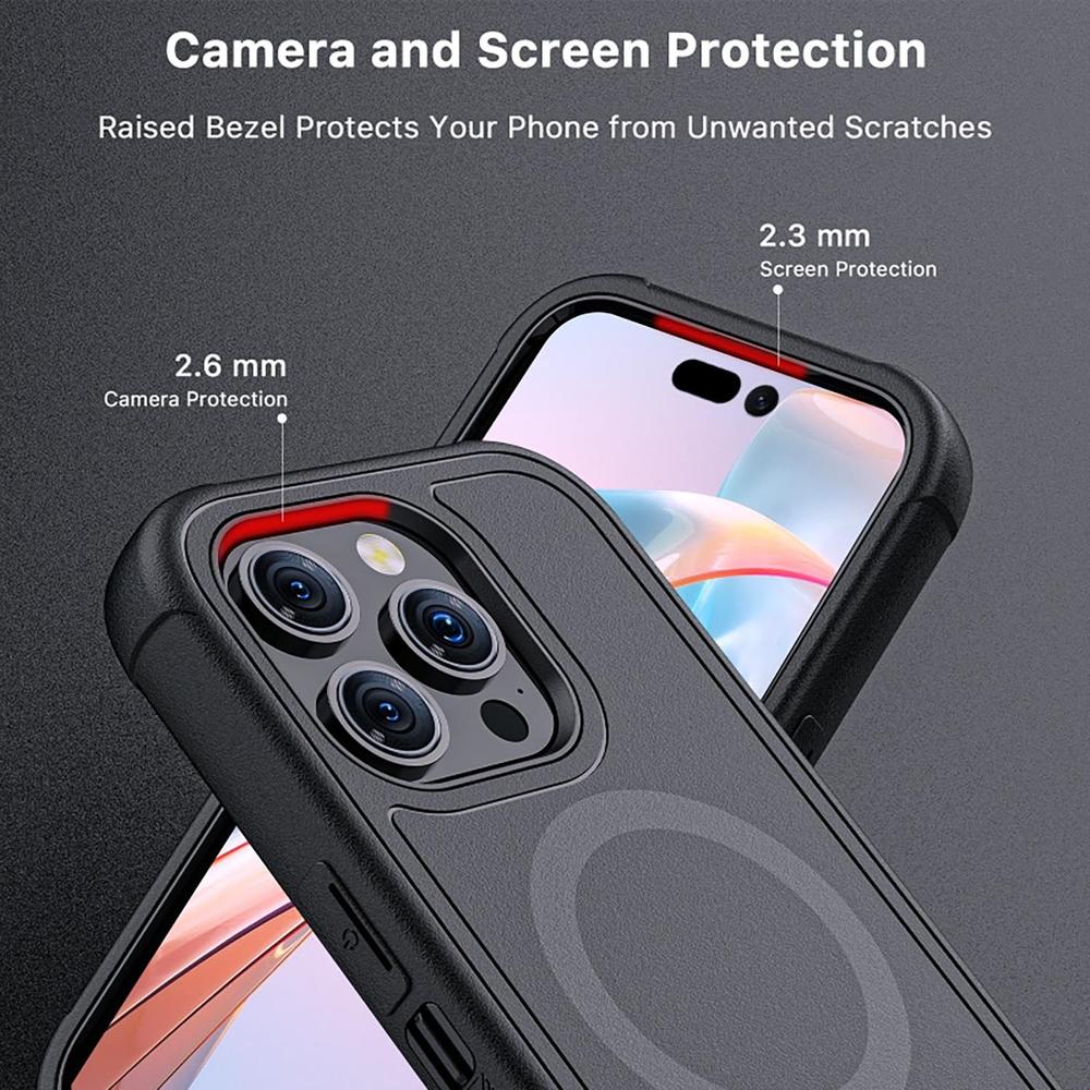 Foto 7 pulgar | Funda + Mica Protectora Mybat Maverick Magsafe Clip para Iphone 15 Pro Max Negra