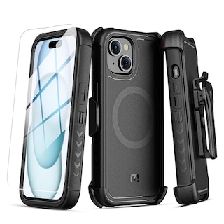 Foto 1 | Funda + Mica Protectora Mybat Maverick Magsafe Clip para Iphone 15 Negra