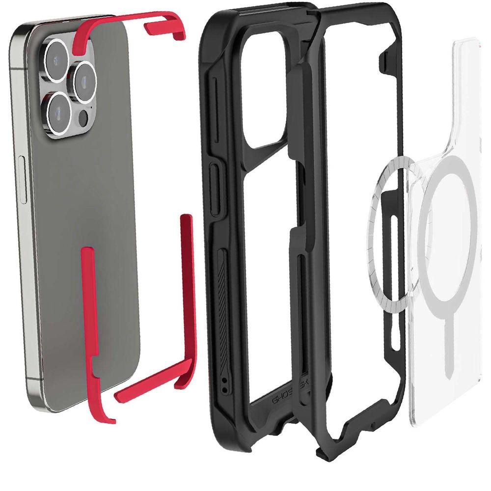 Foto 4 pulgar | Funda Ghostek Atomic para IPhone 15 Pro Aluminio Negra Transp Magsafe