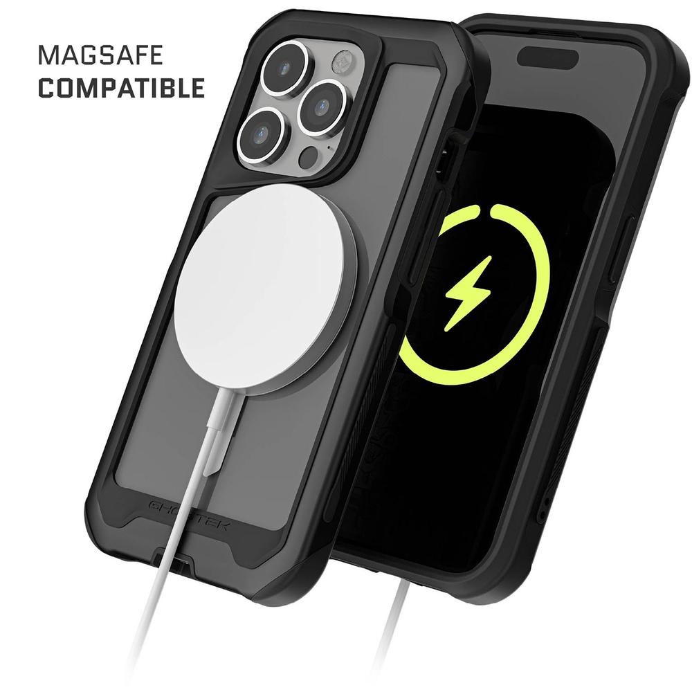 Foto 6 pulgar | Funda Ghostek Atomic para IPhone 15 Pro Aluminio Negra Transp Magsafe