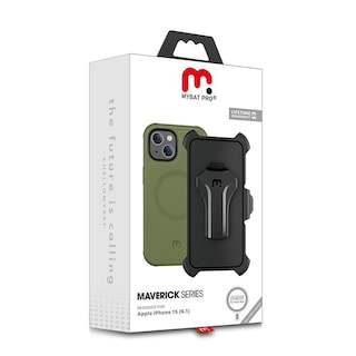 Foto 2 | Funda + Mica Protectora Mybat Maverick Magsafe Clip para Iphone 15 Verde