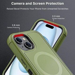 Foto 6 | Funda + Mica Protectora Mybat Maverick Magsafe Clip para Iphone 15 Verde