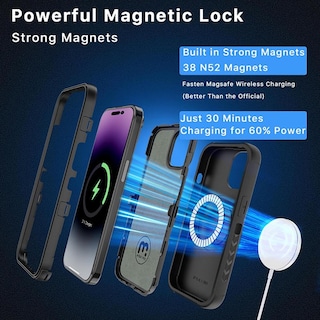 Foto 4 | Funda + Mica Protectora Mybat Maverick Magsafe Clip para Iphone 15 Plus Negra
