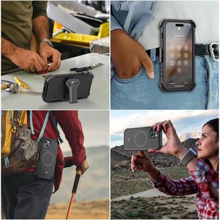 Foto 8 | Funda + Mica Protectora Mybat Maverick Magsafe Clip para Iphone 15 Plus Negra