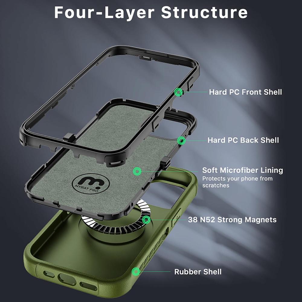 Foto 5 pulgar | Funda Mybat con Magsafe color Verde para iPhone 15 Pro Max
