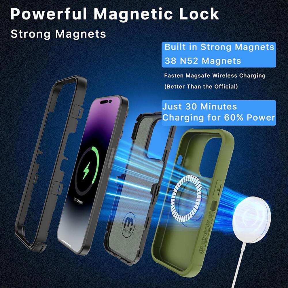 Foto 6 pulgar | Funda Mybat con Magsafe color Verde para iPhone 15 Pro Max