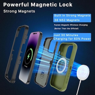Foto 4 | Funda + Mica Protectora Mybat Maverick Magsafe Clip para Iphone 15 Pro Verde